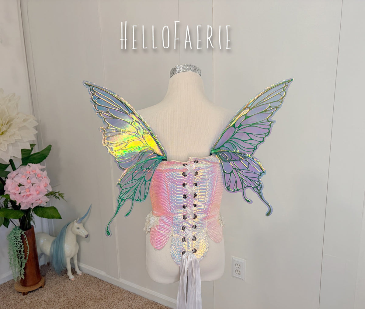 Mini Odette Beetle Green Butterfly iridescent fairy wings