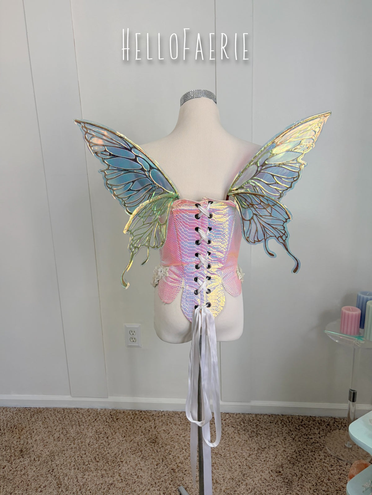 Mini Odette Beetle Green Butterfly iridescent fairy wings