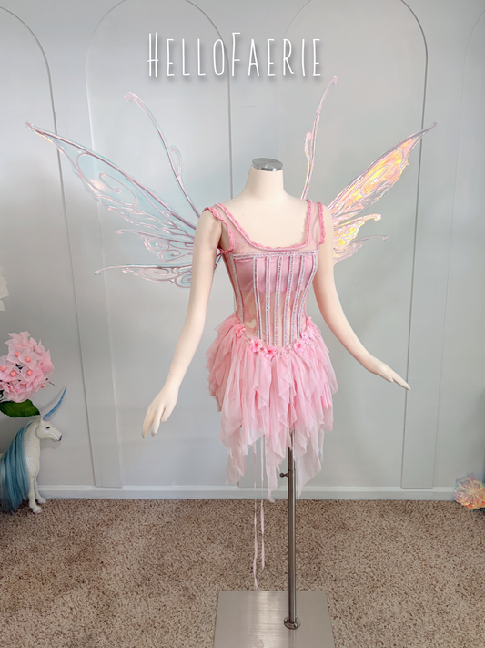 XS Sakura Tattered Crystal Fairy Mini Dress