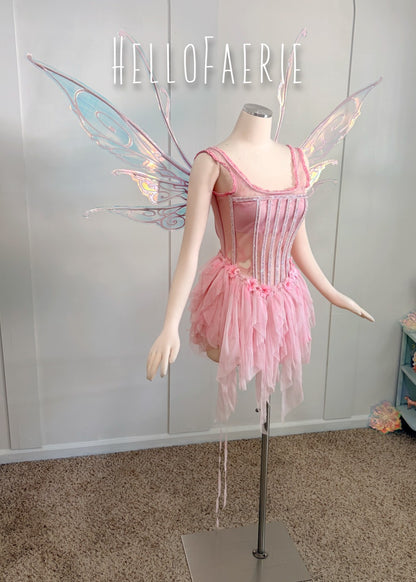 XS Sakura Tattered Crystal Fairy Mini Dress