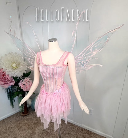 XS Sakura Tattered Crystal Fairy Mini Dress