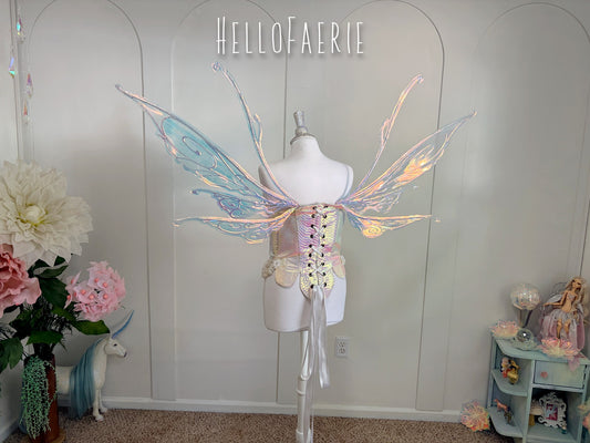 One of a kind Pastel Sunset Swirl wings Iridescent Fairy Wings
