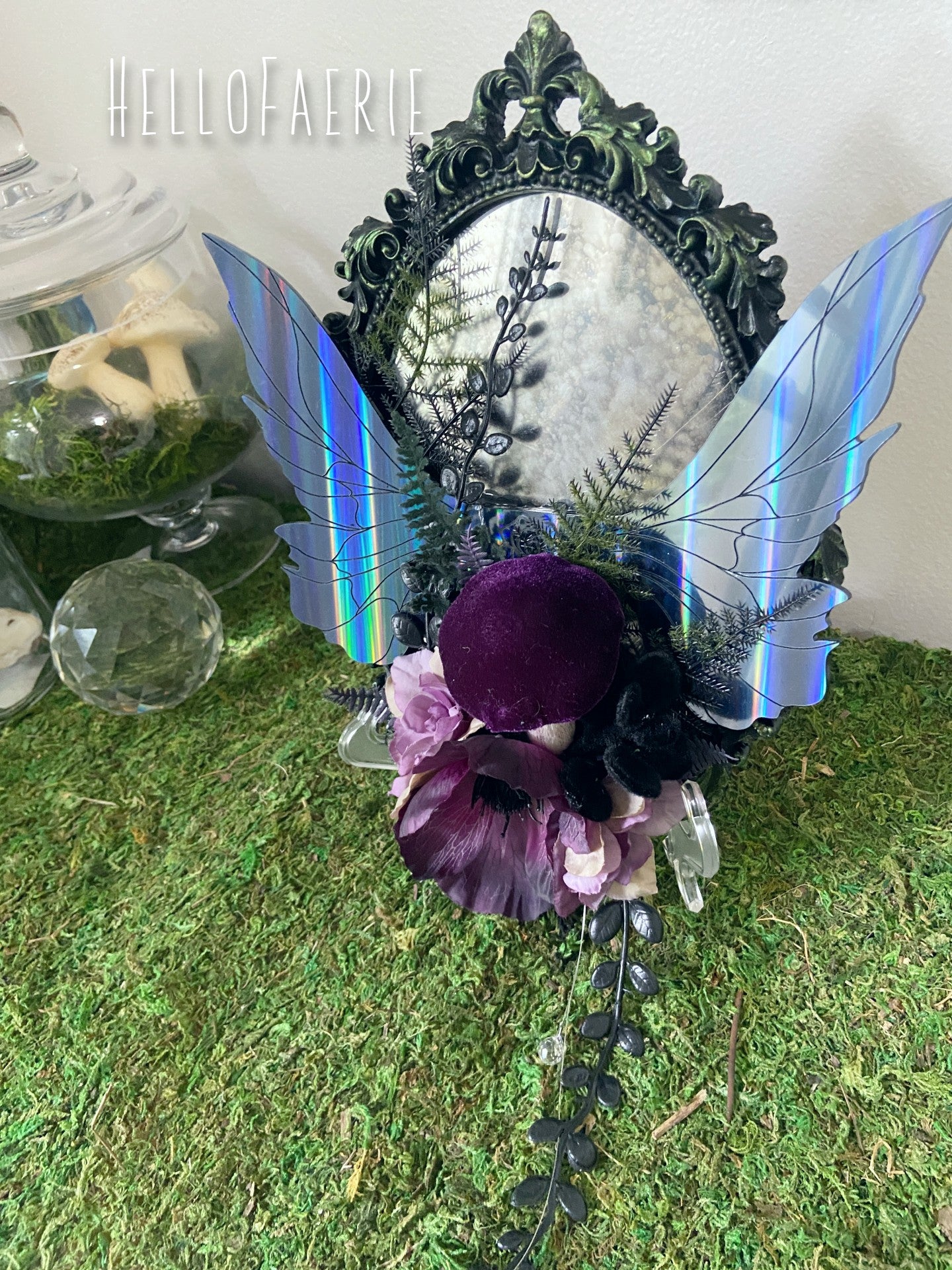 Framed Fairy wing art Halloween Mirror