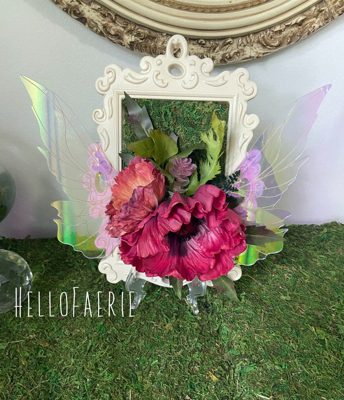 Ooak Framed Fairy wing art Poppy