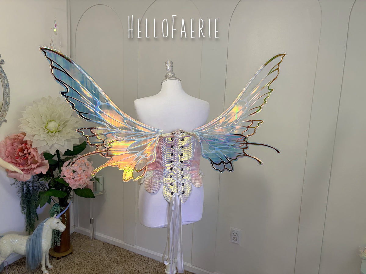 Black and White Large size Butterfly iridescent fairy wings