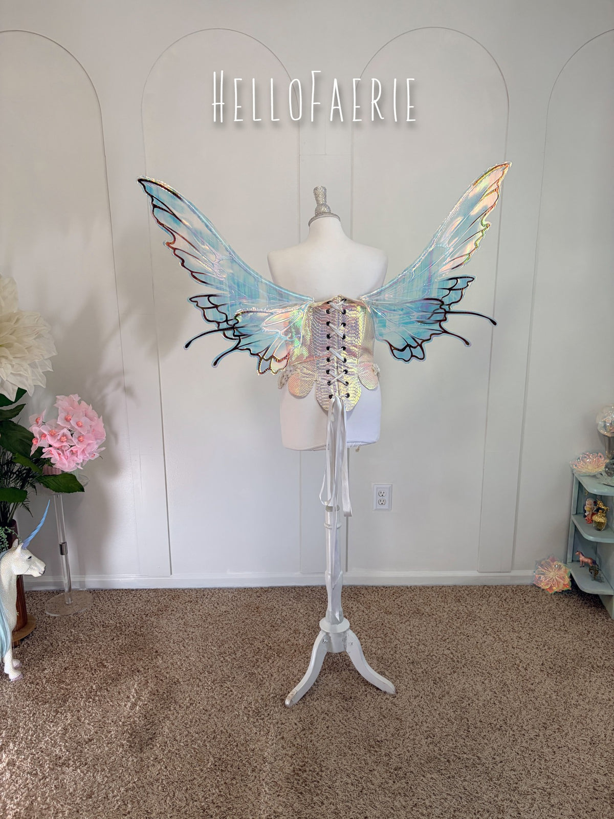 Black and White Large size Butterfly iridescent fairy wings