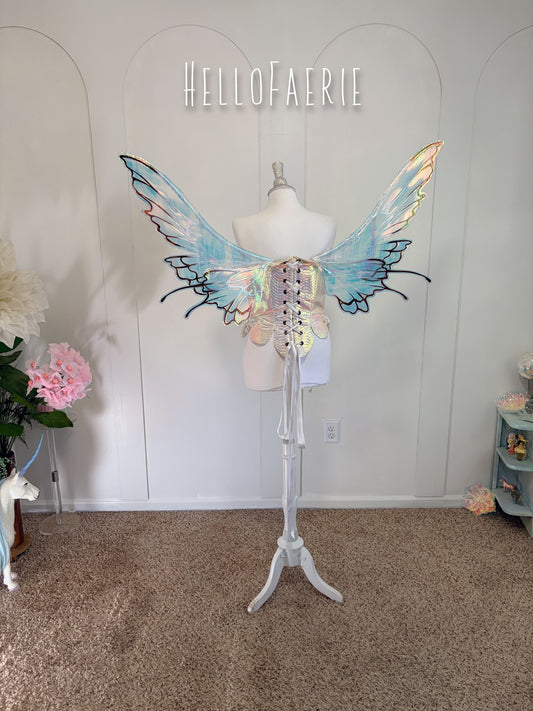 Black and White Large size Butterfly iridescent fairy wings