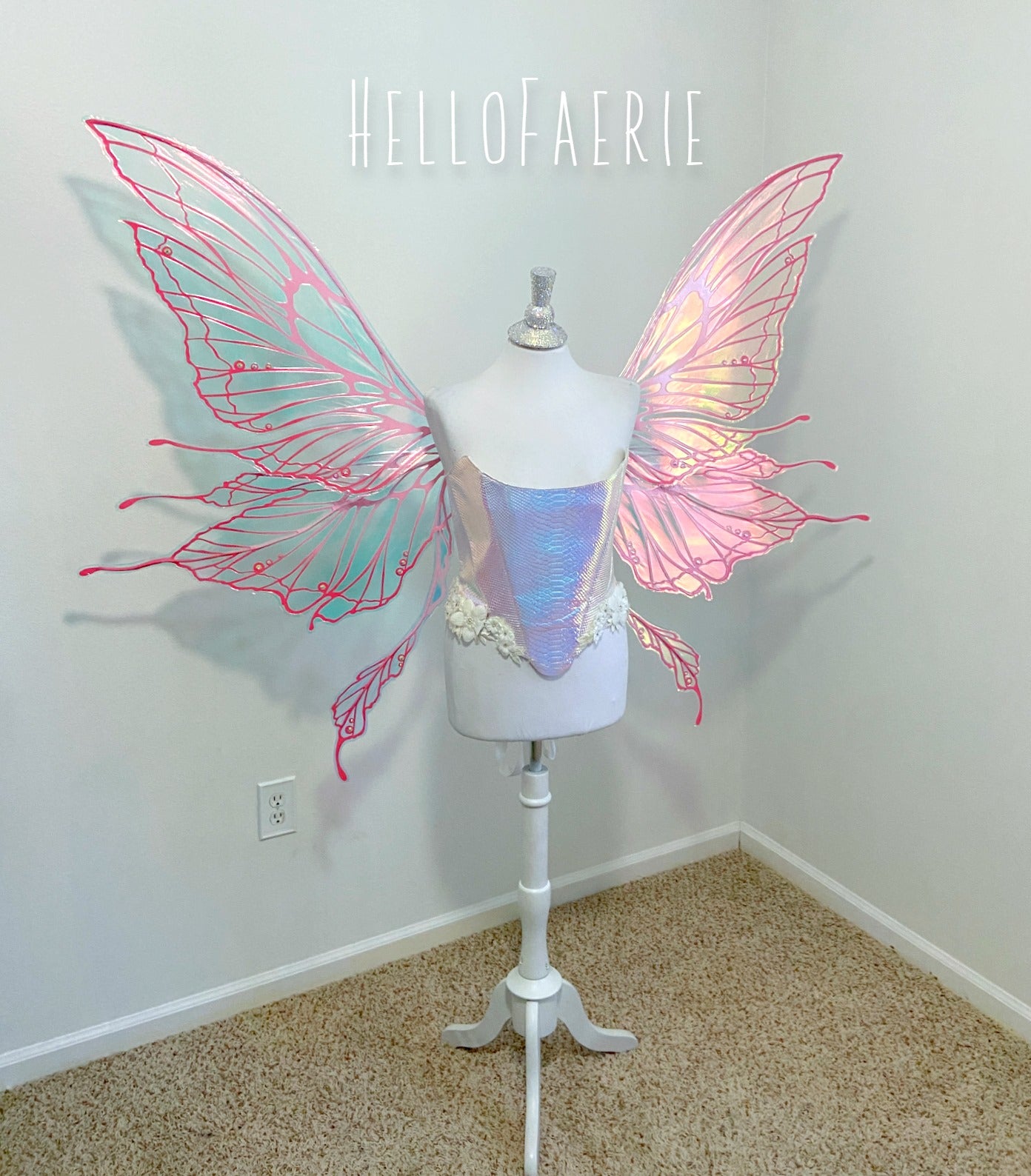 PRE ORDER Pink Monster size Crystal Rhinestone Joy Iridescent Fairy Wings