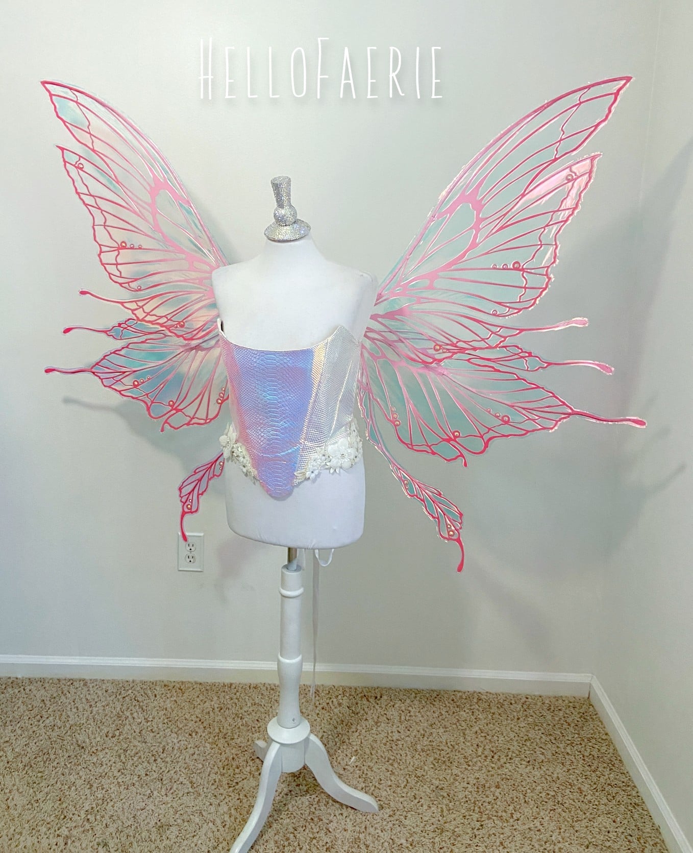 PRE ORDER Pink Monster size Crystal Rhinestone Joy Iridescent Fairy Wings