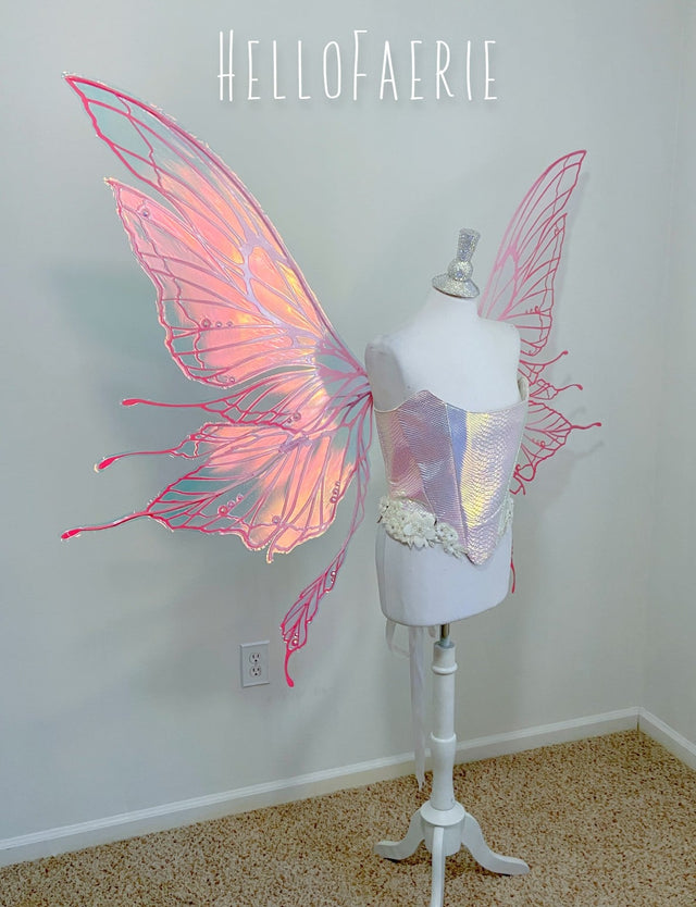 PRE ORDER Pink Monster size Crystal Rhinestone Joy Iridescent Fairy Wings
