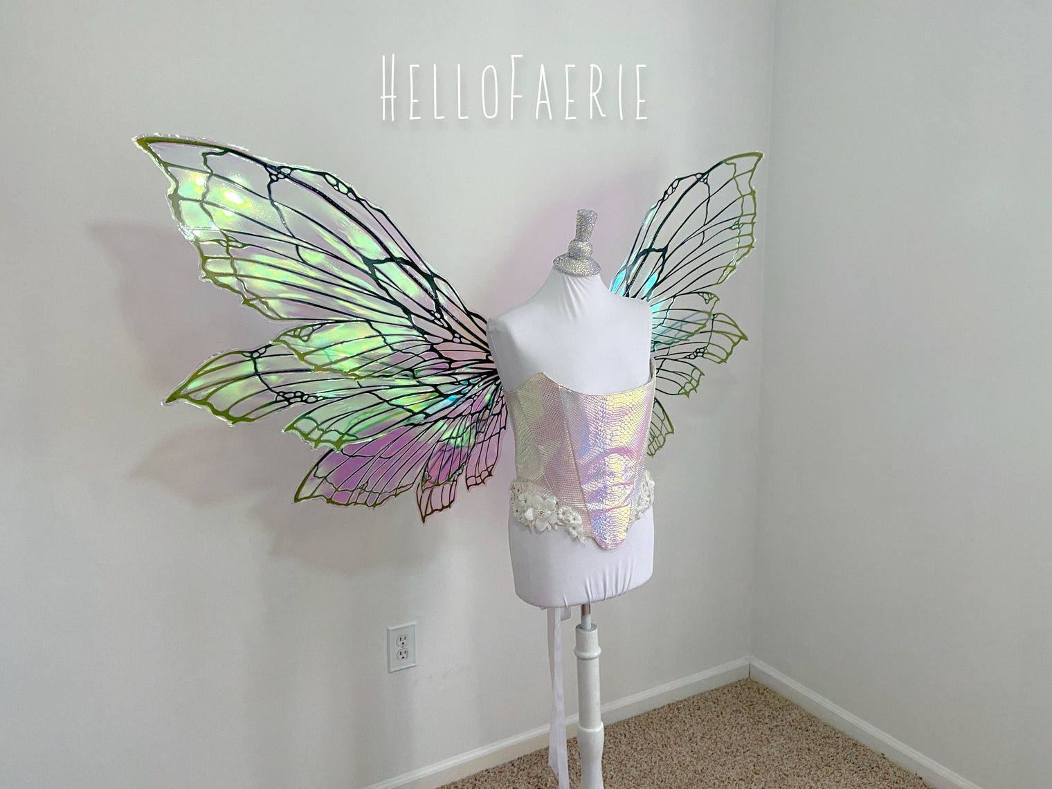 PRE ORDER Monster size  Green Double set Peri Iridescent Fairy Wings