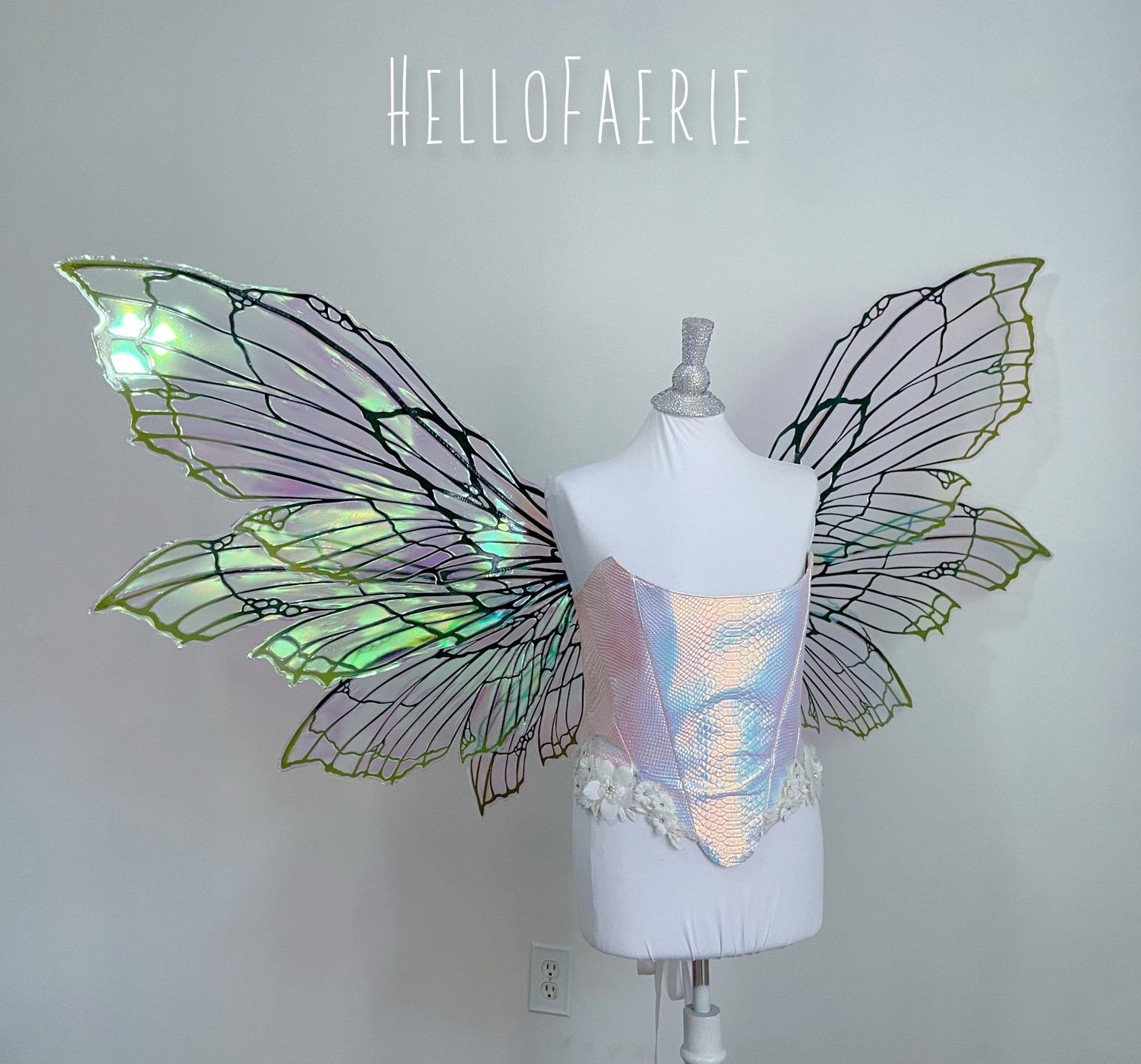 PRE ORDER Monster size  Green Double set Peri Iridescent Fairy Wings