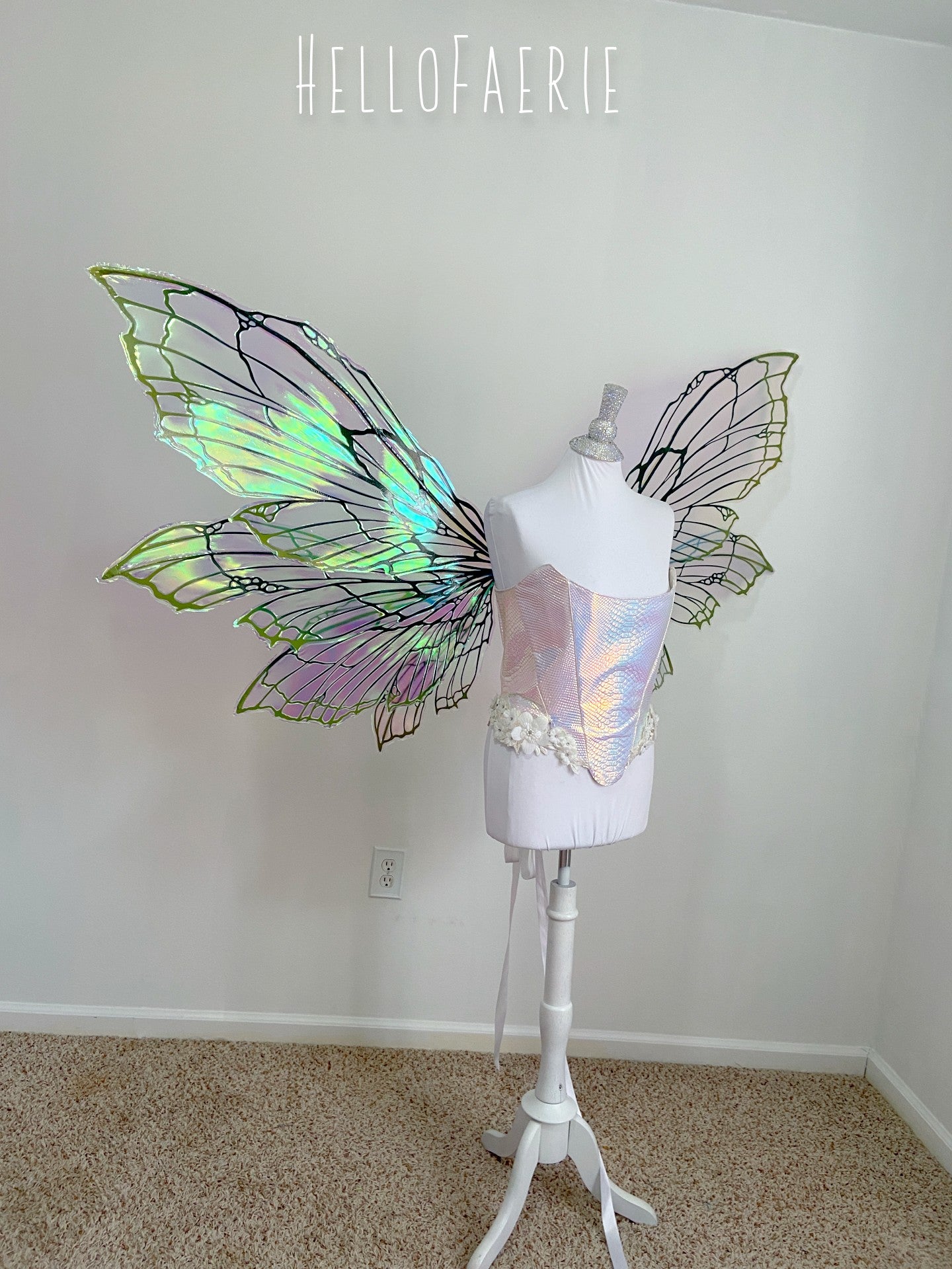 PRE ORDER Monster size  Green Double set Peri Iridescent Fairy Wings