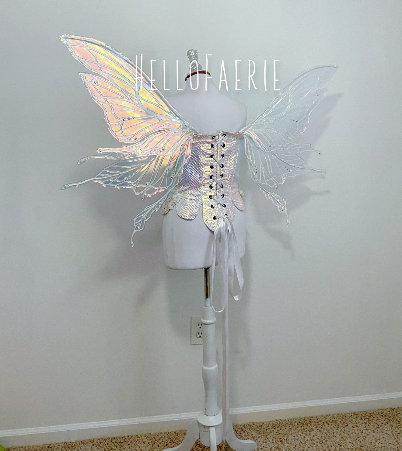RESERVED Large Crystal Rhinestone Joy Iridescent Fairy Wings and rush fee