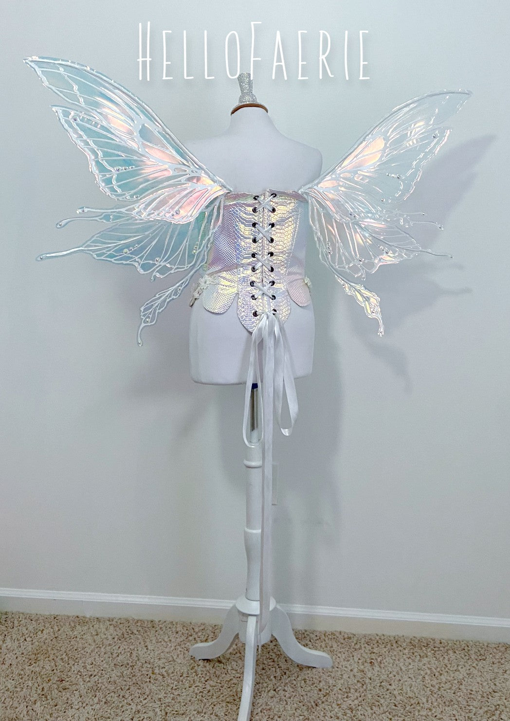 RESERVED Large Crystal Rhinestone Joy Iridescent Fairy Wings and rush fee