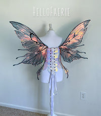 Black Large Crystal Rhinestone Joy Iridescent Fairy Wings